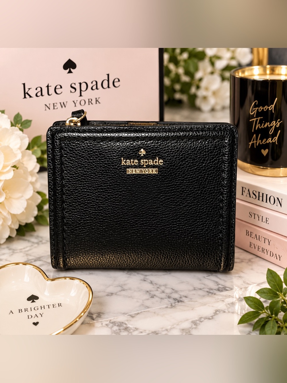 🖤 Kate Spade New York Black Zip-Around Bifold Wallet